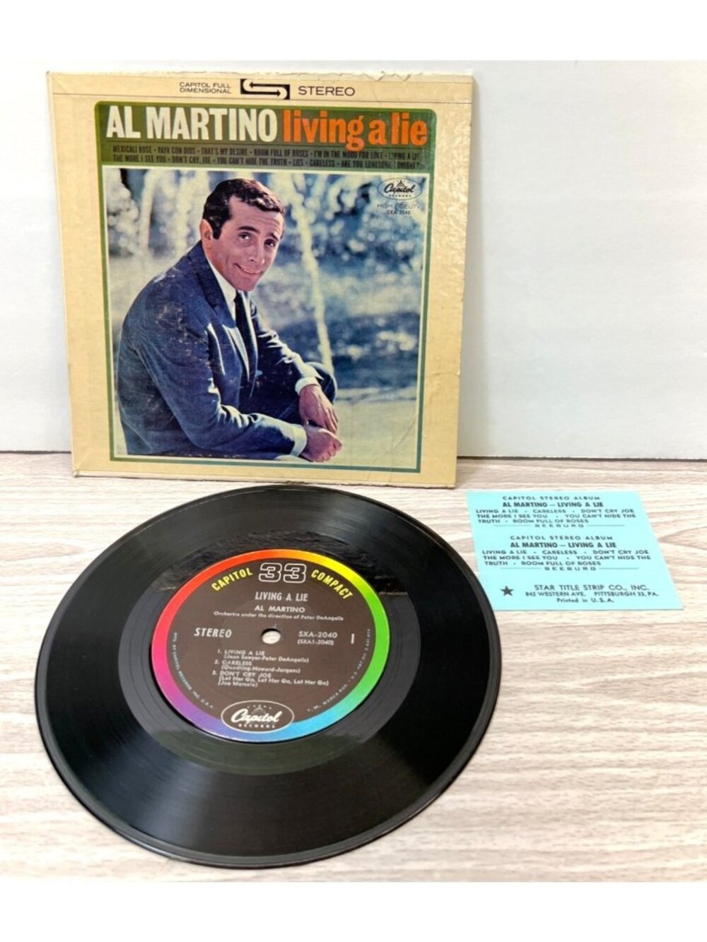 Al Martino Living a Lie Jukebox Compact 33 Mini LP 7 Inch Jazz Capitol SXA-2040